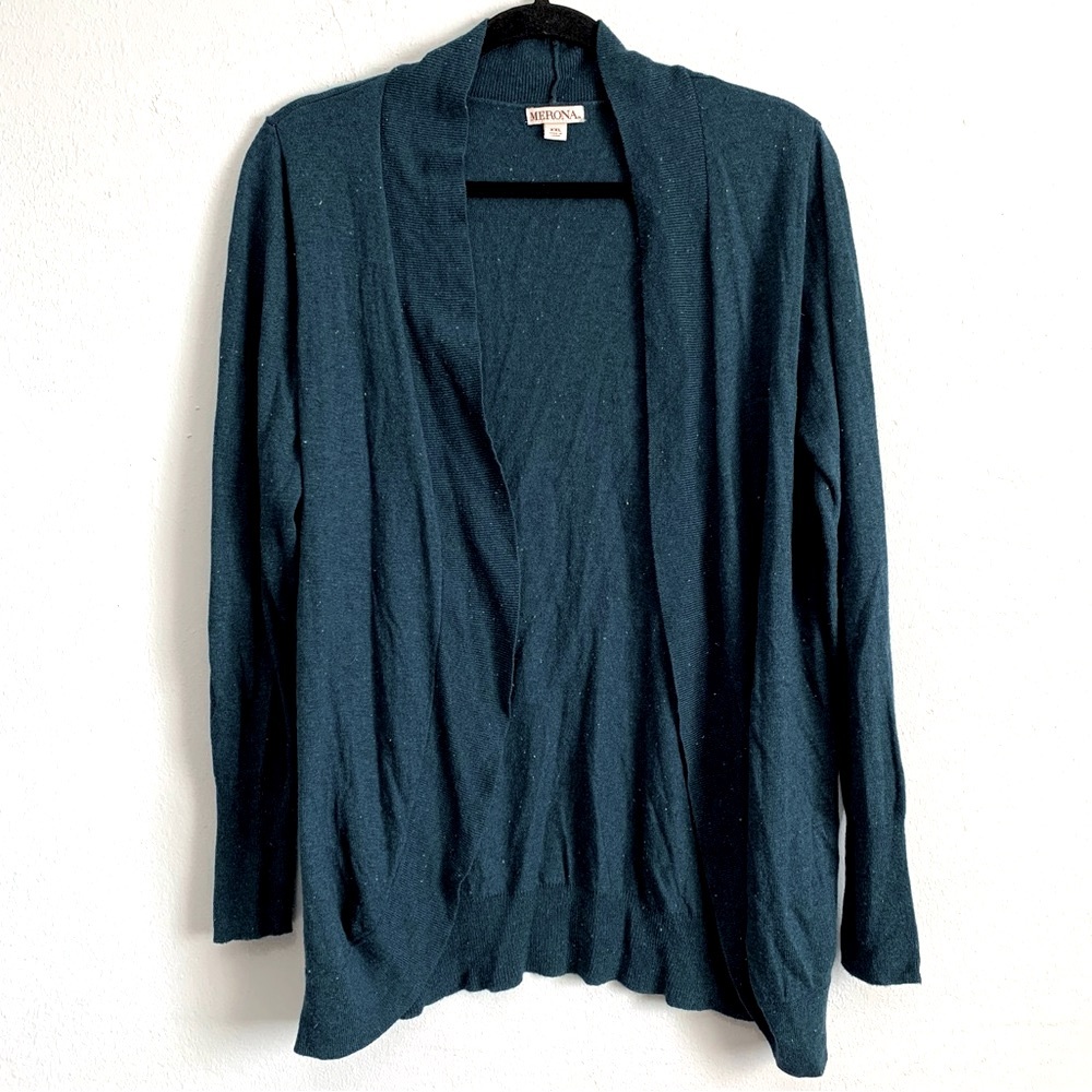 Merona Speckled Turquoise Open Front Cardigan